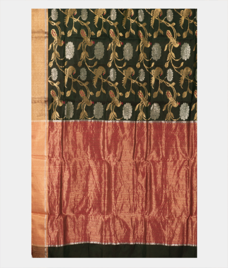 Dark Green Chanderi Silk Saree T2269324