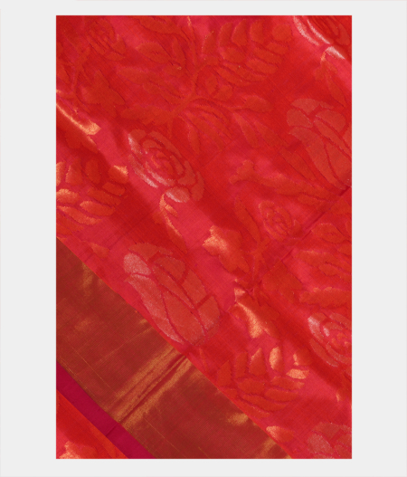 Pinkish Orange Uppada Silk Saree T68847-image