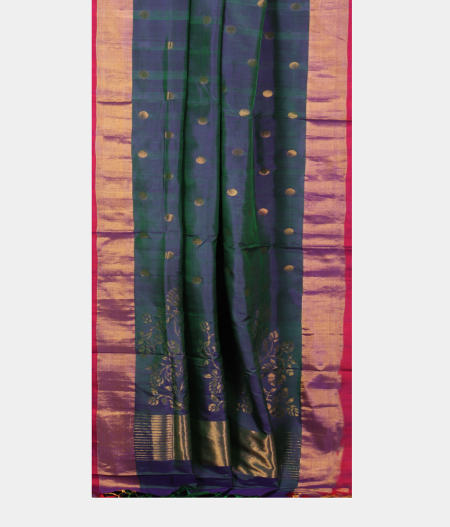 Peacock Blue Uppada Silk Saree T1663342