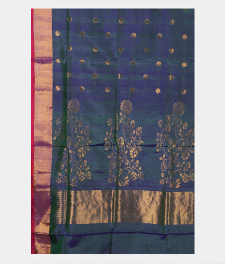 Peacock Blue Uppada Silk Saree T1663344