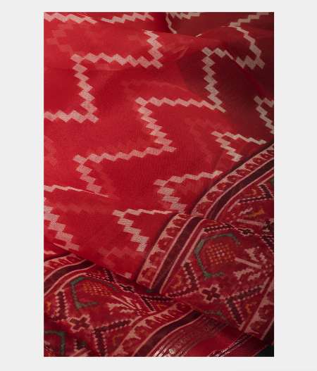 Red Kora Organza Printed Saree T228101-image