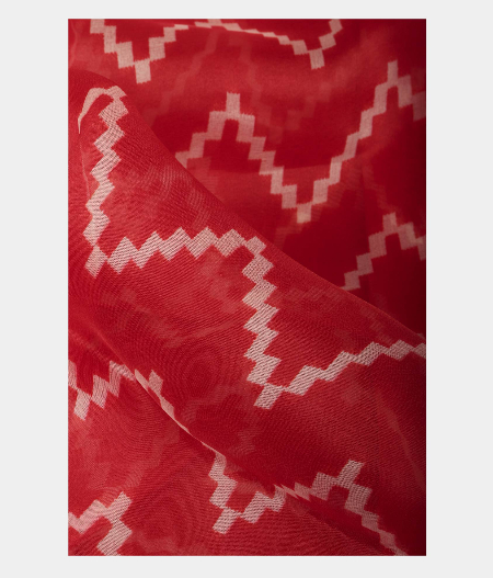 Red Kora Organza Printed Saree T2281012