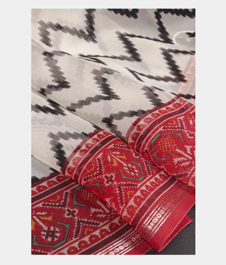 White Kora Organza Printed Saree T228068-image