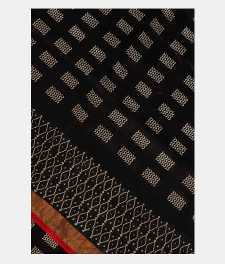 Black Soft Printed Cotton Saree T196573-image