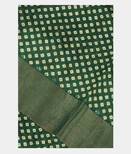 Bottle Green Printed Raw Silk Saree T183425-image