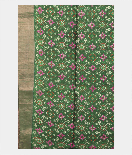 Bottle Green Printed Raw Silk Saree T1834253