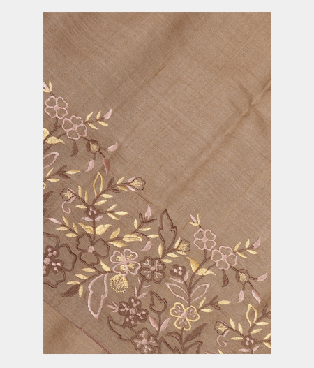 Grey Tussar Embroidery Saree T187688-image