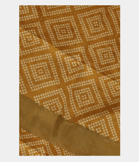 Mustard Yellow Printed Raw Silk Saree T214493-image