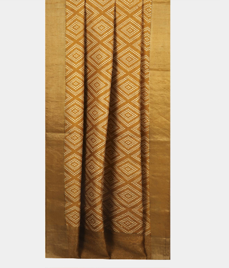 Mustard Yellow Printed Raw Silk Saree T2144932