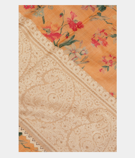Peach Tussar Embroidery Saree T224503-image