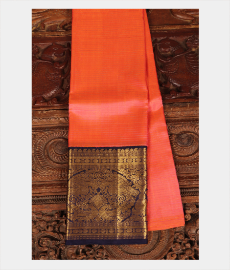Orangish Pink Handwoven Kanjivaram Silk Pavadai T228156-image