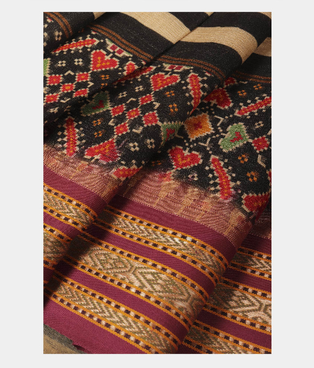 Black and Beige Vidarbha Tussar Saree T2281132