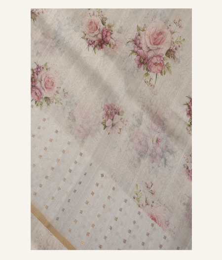 Light Blue Organza Printed Saree T221833-image