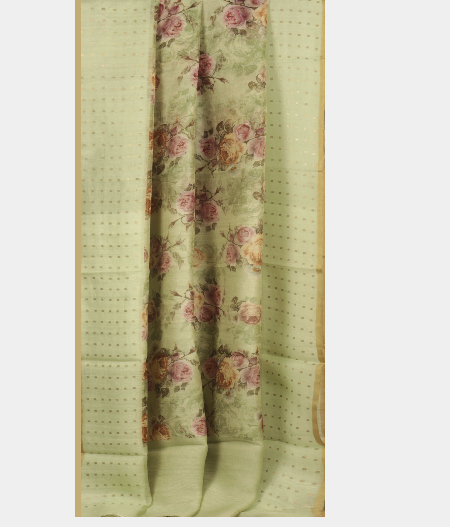 Light Green Organza Printed Saree T2218402