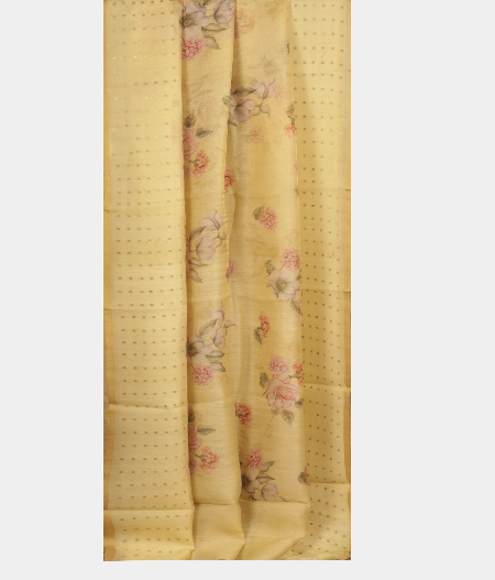 Yellow Organza  Printed Saree T1974922