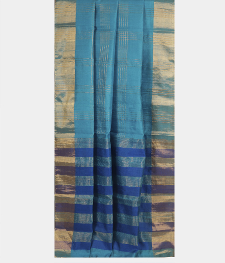 Blue Woven Raw Silk Saree T1184212