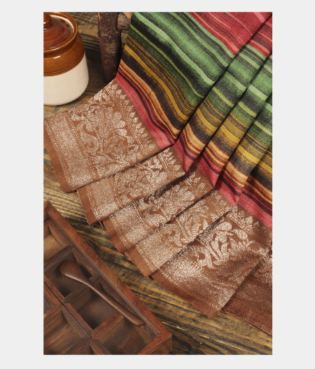 Multicolour Tussar Printed Saree T227297-image