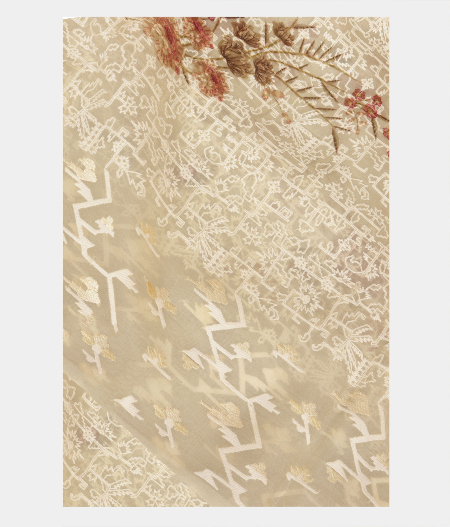 Beige Kora Organza Embroidery Saree T213860-image