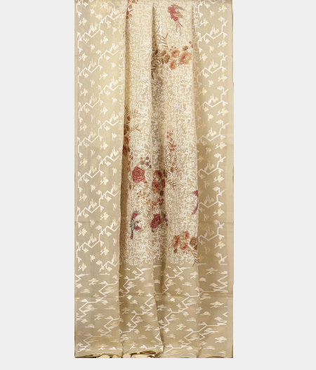 Beige  Kora Organza Embroidery Saree  T2138602