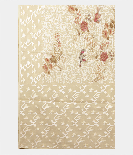 Beige  Kora Organza Embroidery Saree  T2138604