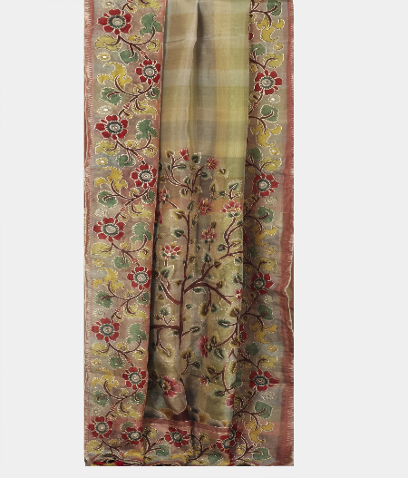 Grey Kora Organza Embroidery Saree T2245062