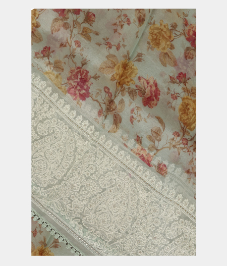 Light Blue Kora Organza Embroidery Saree T226095-image