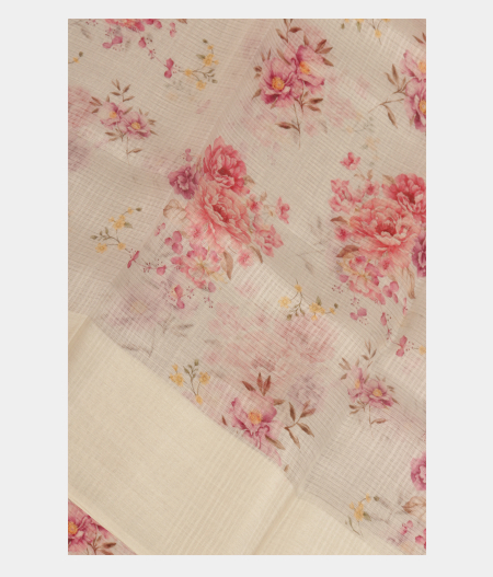 White Tussar Kota Saree T223381-image
