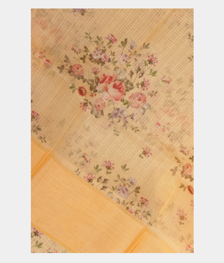 Yellow Tussar Kota Saree T223388-image