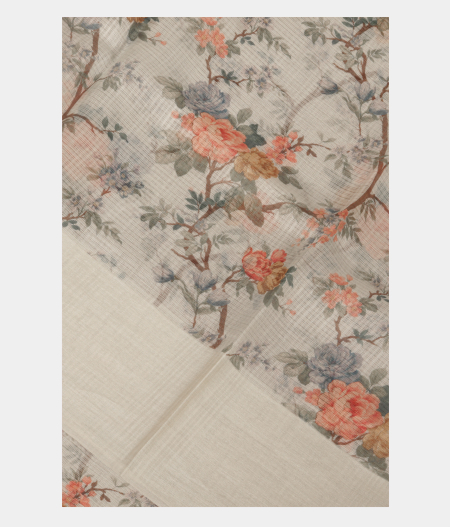 White Tussar Kota Saree T223389-image