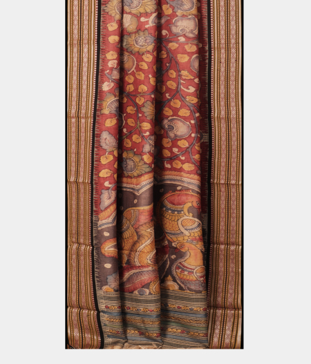 Rust Tussar Handpainted Kalamkari Saree T2275882