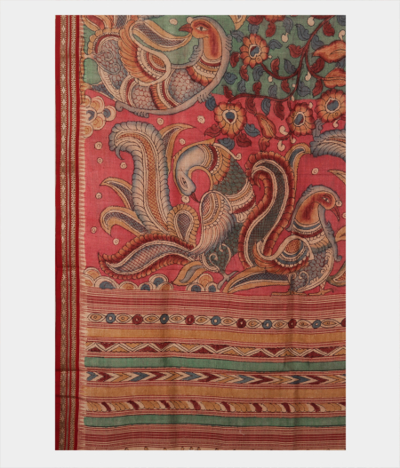 Green Tussar Handpainted Kalamkari Saree T2275814