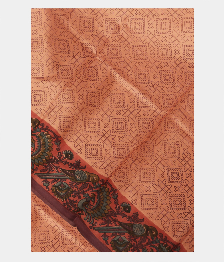 Rust Printed Silk Saree T216500-image