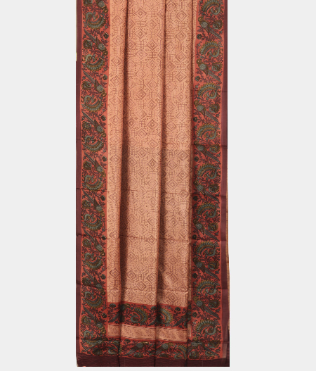 Rust Printed Silk Saree T2165002