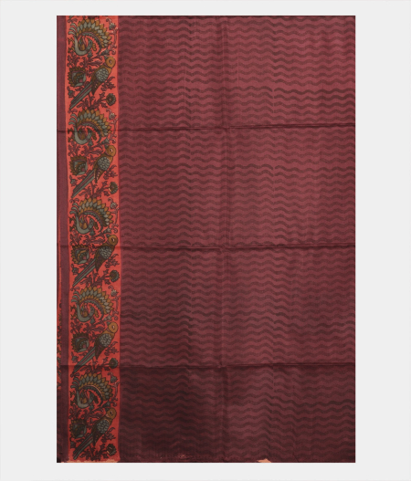 Rust Printed Silk Saree T2165003