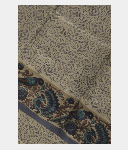 Grey Printed Silk Saree T216505-image