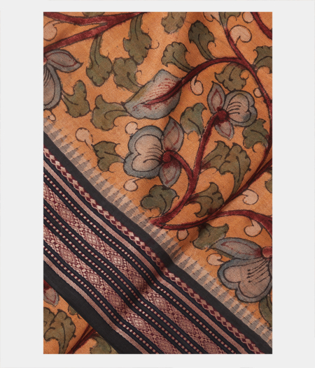 Off White And Green Woven Banarasi Tussar Silk Kalamkari Saree – Zari  Banaras