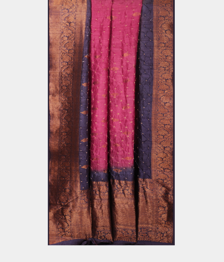 Purple Banaras Tussar Bandhani Saree T2183062