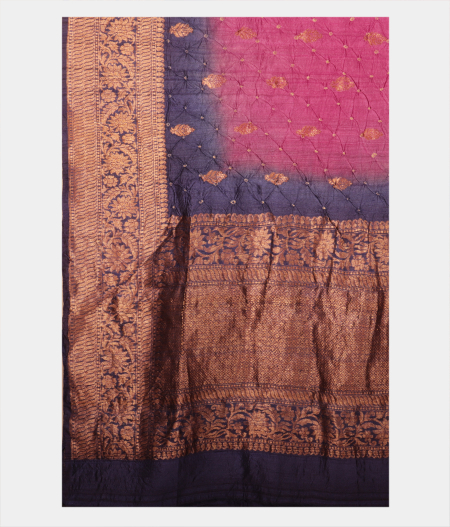Purple Banaras Tussar Bandhani Saree T2183064