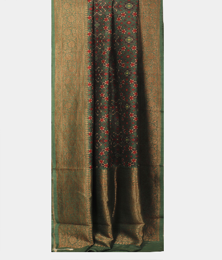 Bottle Green  Tussar Printed Saree T2286572