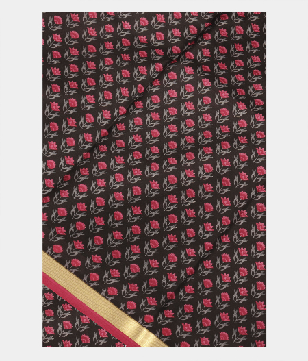 Black Printed Silk Saree T162622-E-image