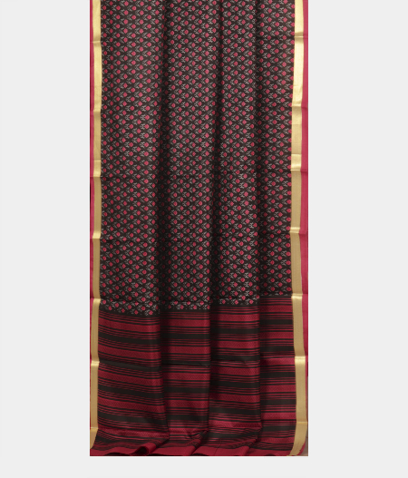 Black Printed Silk Saree T162622-E2