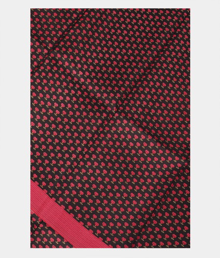 Black Printed Silk Saree T51453-image