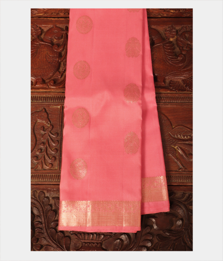 Salmon Pink Handwoven Kanjivaram Silk Saree T218053-image