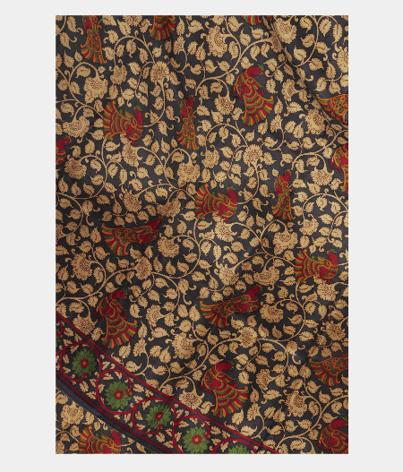 Black Printed Silk Saree T216503-image