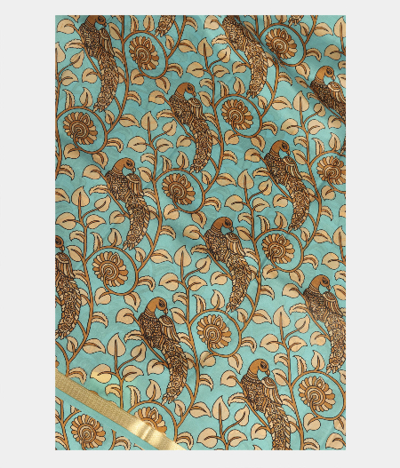 Light Blue Printed Silk Saree T162622 A-image