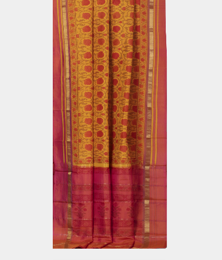 Yellow  Printed Silk Saree T1666842