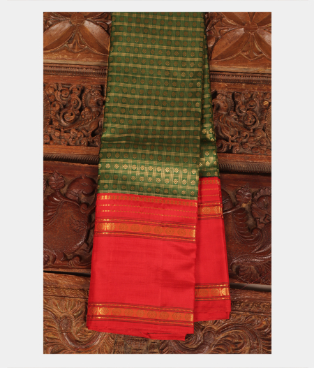 Bottle Green Handwoven Kanjivaram Silk Saree T207629-image