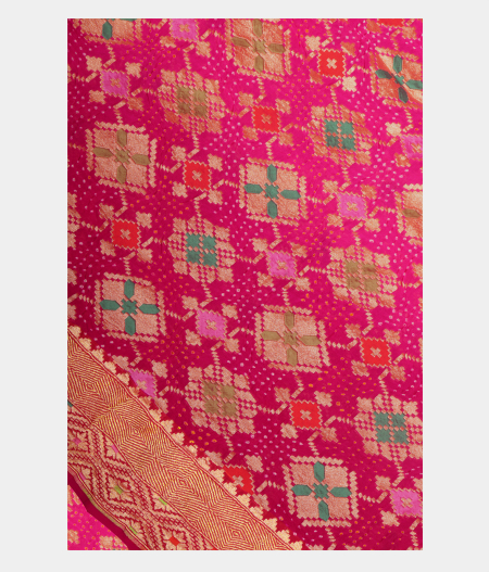 Pink Bandhani Georgette Silk Saree T214445-image