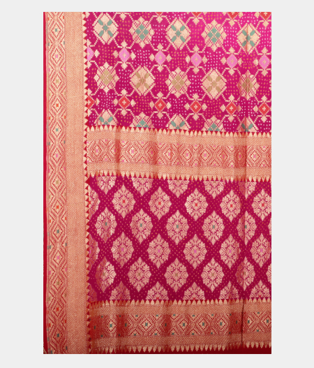 Pink Bandhani Georgette Silk Saree T2144454