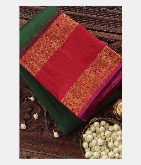 Bottle Green Handwoven Kanjivaram Silk SareeT225471-image